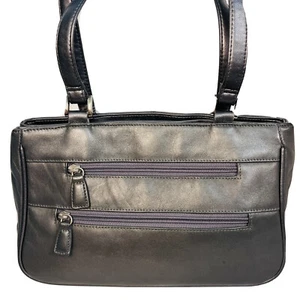 Elka Accessoires Gunmetal dunkelgrau metallic Schultertasche Handtasche Leder - Bild 1 von 14