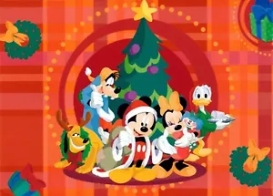 Disney CHRISTMAS HOLIDAY Card, Mickey Minnie Pluto Goofy by Paper Magic Group +✉ - Picture 1 of 5