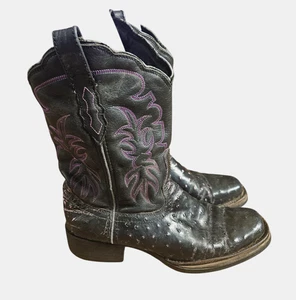 Bottes western femme Double H brodé cuir d'autruche exotique 9 M DH3313 - Photo 1/8
