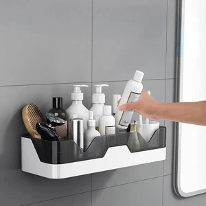 Wandmontierter Eck-Dusch-Caddy - Selbstklebendes Badezimmerregal Regal Aufbewahrung Organizer - Bild 1 von 14