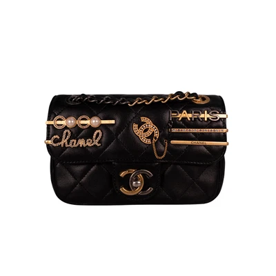 Chanel Embellished Quilted Lambskin Coco Clips Flap Mini Black - Image 1 of 4