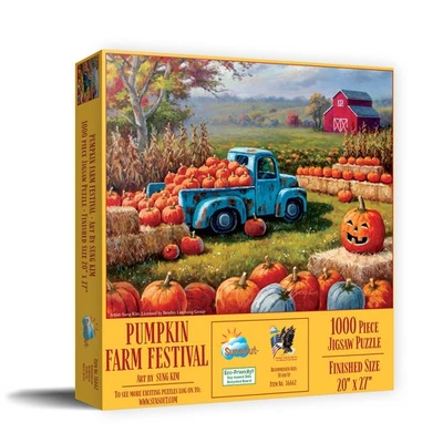 SunsOut Pumpkin Farm Festival 1000 pc Halloween Jigsaw Puzzle - Image 1 of 4