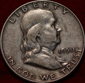 1950-D Denver Mint Silver Franklin Half - Picture 1 of 2