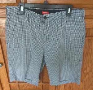 Pantalones cortos chinos Izod azul a cuadros frente plano talla 36 - Imagen 1 de 5