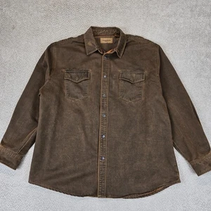 CLEARWATER OUTFITTERS Camisa Marrón Imitación Gamuza Botón a Presión Manga Larga Hombres XL - Imagen 1 de 7