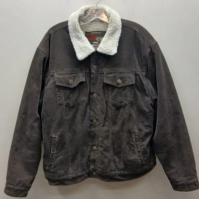 Jaqueta caminhoneiro de veludo vintage Y2K Old Navy masculina grande forrada Sherpa marrom tamanho grande - Imagem 1 de 4