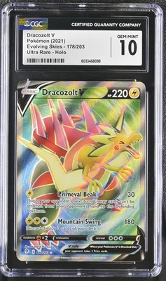 Pokemon Evolving Skies 178/203 Dracozolt V Ultra Rare CGC Graded 10 GEM MT - Image 1 of 2