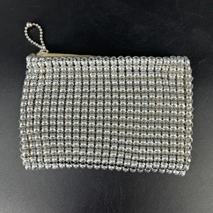 Vintage Mesh Sags Whiting & Davis CO. Art Deco Silver Pouch Zipper Coin Purse - Picture 1 of 16