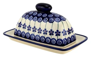Polish Pottery Butter Dish with Lid  Zaklady Boleslawiec, Poland - Butter Keeper - Picture 1 of 4