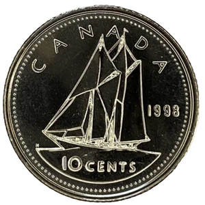 1998W CANADA 10 CENTS PROOF LIKE DIME COIN - Picture 1 of 2
