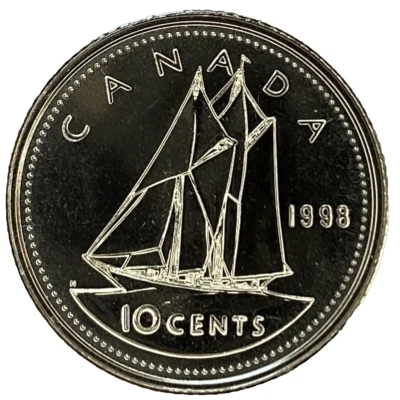 1998W CANADA 10 CENTS PROOF LIKE DIME COIN - Image 1 of 2