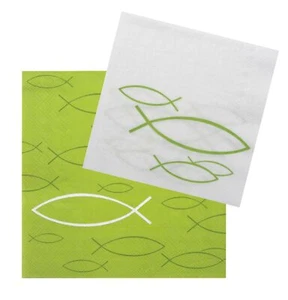 Servietten Fisch Grün Tischdeko Kommunion Konfirmation SET 20+20 Stück - Bild 1 von 2