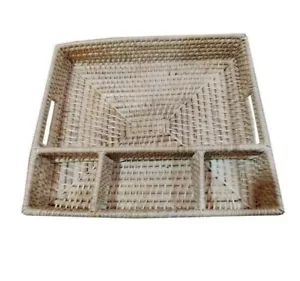 Ceylon Natural Wicker Cutlery Tray Rattan Woven Organizer Holder Storage - Picture 1 of 5