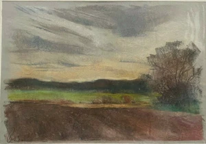 Franz Ehmke *1928-2018 Berlin Lübars Totensonntag Fields Pastel Signed - Picture 1 of 5