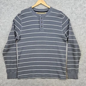 Route 66 Herren grau/weiß gestreift Gr. L Thermo Henley Langarm 100% Baumwolle - Bild 1 von 9