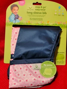 Long Sleeve Bib 12-24 Months Green Sprouts Snap & Go Easy Wear Pink Blossom Blue - Picture 1 of 9