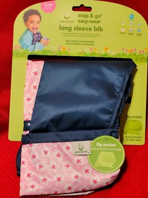 Babero Manga Larga 12-24 Meses Verde Brotes Snap & Go Fácil de Usar Rosa Flor Azul Foto 1 de 4