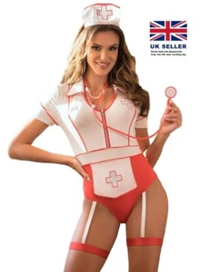 Sexy Conjunto de Lencería Travieso Enfermera Mameluco Vestido Elegante Disfraz Reino Unido 8-10 S-M - Imagen 1 de 6