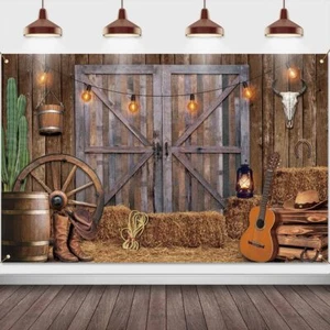 Western Cowboy Backdrop Cowboy Party Decorations Large Western Theme Banner R... - Picture 1 of 7