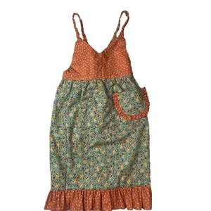Handmade Dress Girls 5-8 Yr  Braided Strap Floral Ruffle Multicolor See Descript - Picture 1 of 8