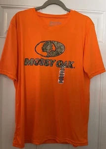 Mossy Oak Men's Orange Hunting SS T-Shirt 100% polyester Camo Large/Medium - Picture 1 of 4
