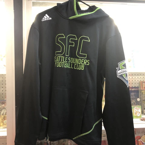 Seattle Sounders FC Hoodie MLS Soccer black Green Adidas  SMALL Cover