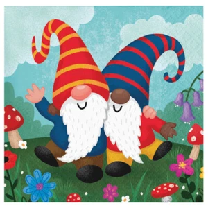 Gnomes Party Supplies Beverage Napkins 16 Pack Tableware Birthday Magical Garden - Picture 1 of 1