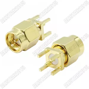 10pz Connettore SMA maschio spina foro passante attacco PCB verticale dritto placcato oro - Foto 1 di 4