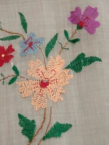 Vintage Sheer Floral Embroidered Square Tablecloth Table Covering 33"  - Picture 1 of 10