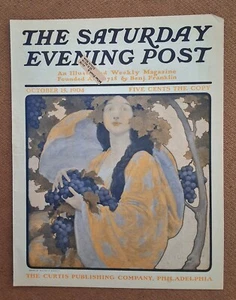 Antique Saturday Evening Post Magazine - Art Noveau Woman - 1904 COVER ONLY - Picture 1 of 1