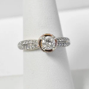 Vintage-Stil 14K Weiß- & Rotgold 1,2 ctw natürlicher Diamant Ehering Größe 7,25 - Bild 1 von 16