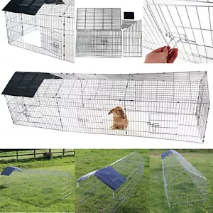 XXL Metal Run Rabbit Guinea Pig Chicken Duck Pet Ferret Dog Enclosure Roof Hutch - Picture 1 of 10
