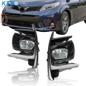 RH+LH Front LED DRL Fog Lights For 2018-2020 Toyota Sienna W/Switch+Wiring Kit - Picture 1 of 15