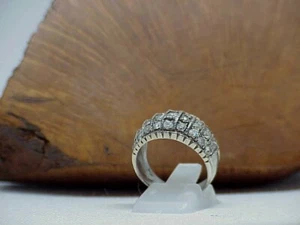 Sterling 3.00ct Diamonique 3 Row Ring Wide Band Sz 9 6.5Gr Vintage Exceptional - Picture 1 of 8