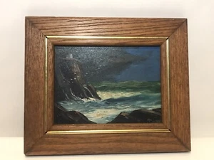 oil on board bar harbor maine desert island lighthouse vintage signed - Picture 1 of 15
