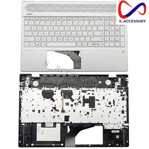 New HP Pavilion 15-CS 15-CW 15-CS0025CL 15.6" Palmrest Case Keyboard Backlit US - Afbeelding 1 van 7