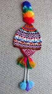 Peruvian Andean Mountain Shaman Q'ero chullo Beaded Ceremony hat - Adult Size - Picture 1 of 8