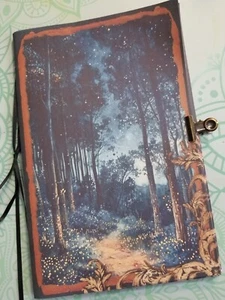 Junk Journal Blank Booklet "MAGICAL NIGHT 2" Woodland Handmade LG 8.5"x5.5" 40pg - Picture 1 of 16