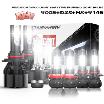 For Acura RL 2004-2012 8PCS Front LED HID Headlights Hi/Lo DRL Fog Light Bulbs - Image 1 of 4