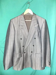 Ecc! Giacca sportiva vintage anni 60 SHARKSKIN DINNER SMOKING JACKET, DOPPIOPETTO, taglia 38 - Foto 1 di 15