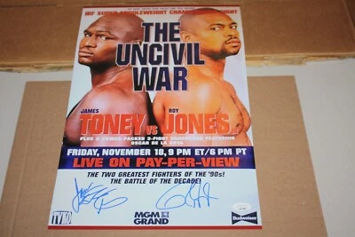 ROY JONES JR & JAMES TONEY DUAL SIGNED AUTOGRAPHED 11x17 PHOTO POSTER JSA CERT - Image 1 of 2