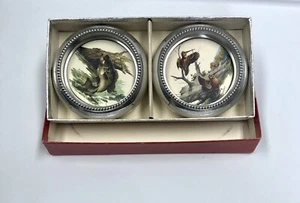 Posavasos Fred Sweney años 50 vidrio peces y aves vida silvestre St Louis caja original - Imagen 1 de 14