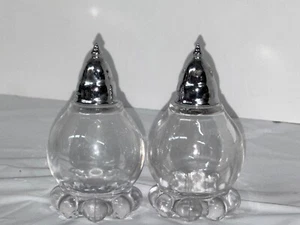 Imperial Glass Candlewick Clear #96 Salt Pepper Shaker Set Beads Metal Lid 3.5" - Bild 1 von 5