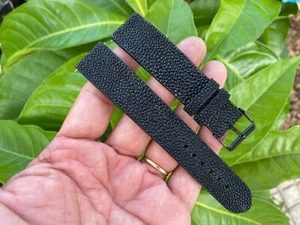 26mm 25 24mm 23 22mm 21mm 20 19 18 16 Black stingray Leather Watch Strap Band - Picture 1 of 10