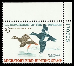 Scott RW36 1969 $3.00 Duck Stamp Mint Plate # Single VF OG NH Cat $65 - Picture 1 of 2