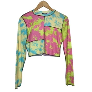 The Ragged Priest Crop Top Long Sleeve Inside Out Seam Raw Hem Women's Size Med - Picture 1 of 9