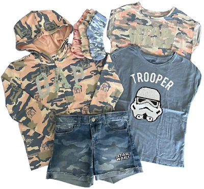 Gap Kids Girls 10 Star Wars Camo Hoodie Denim Shorts Sequin Graphic Tees LOT - Image 1 of 4