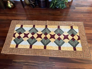 Home Made Machine Sewn Patchwork Quilt Sofa Throw 65x32” Cottagecore Farmhouse - Picture 1 of 6
