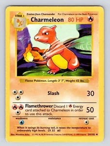 MP Pokémon TCG Charmeleon Base Set 24/102 Regular Shadowless Uncommon - Picture 1 of 2