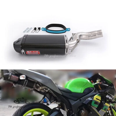 Sistema modificado de tubo de escape de carbono para Kawasaki Ninja ZX6R ZX636 2004-2008 Foto 1 de 4